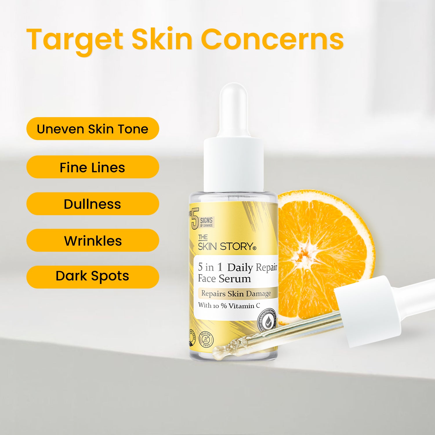 5 in 1 Daily Repair Face Serum | Repairs Skin Damage | 10% Vitamin C | 40ml