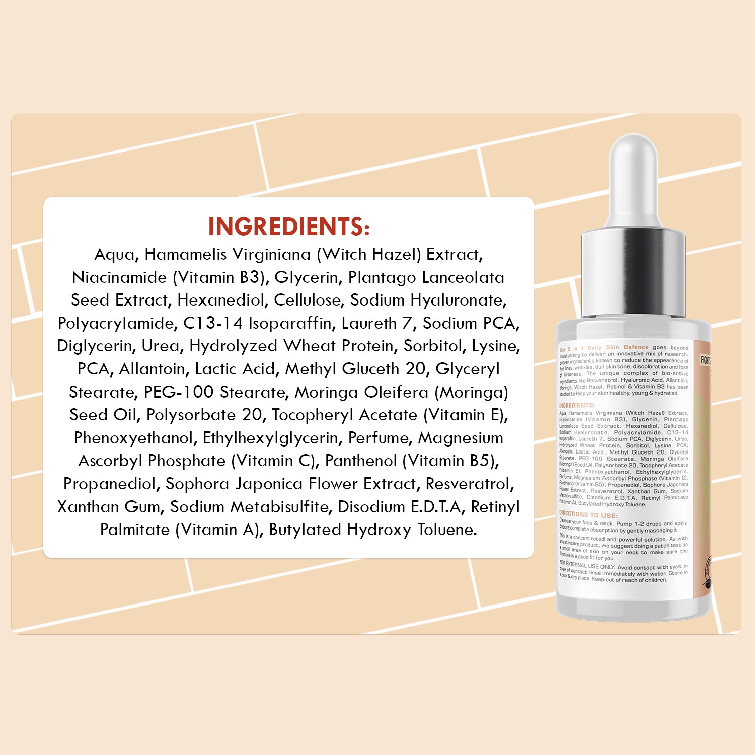 5 in 1 Daily Skin Defence Serum | Fights 5 Signs of Aging | Resveratrol, Retinol & Niacinamide | 40ml