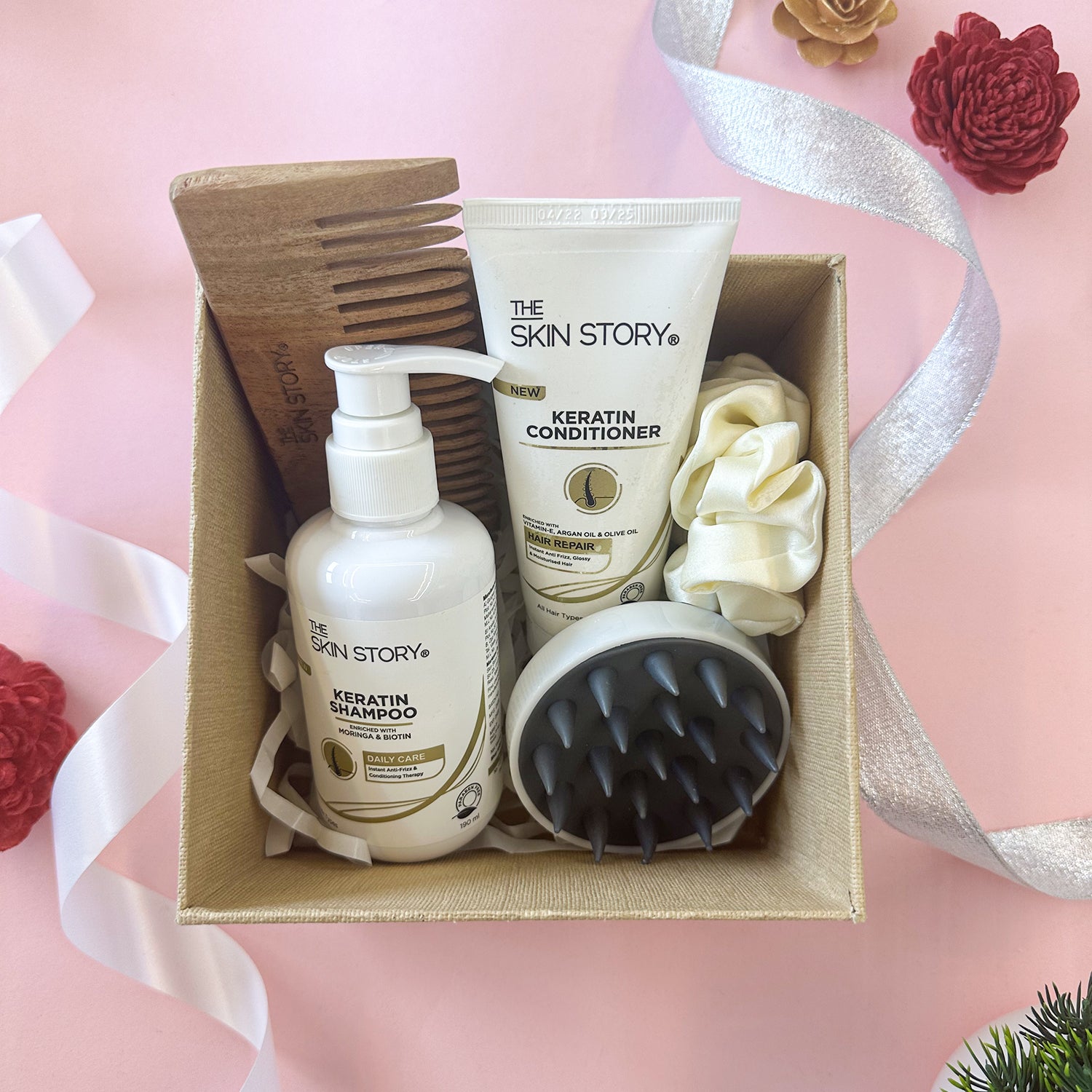 Stronger Hair Stronger You Hamper Keratin Shampoo, 190ml Keratin Conditioner, 100g Scrunchies Scalp Massager Comb