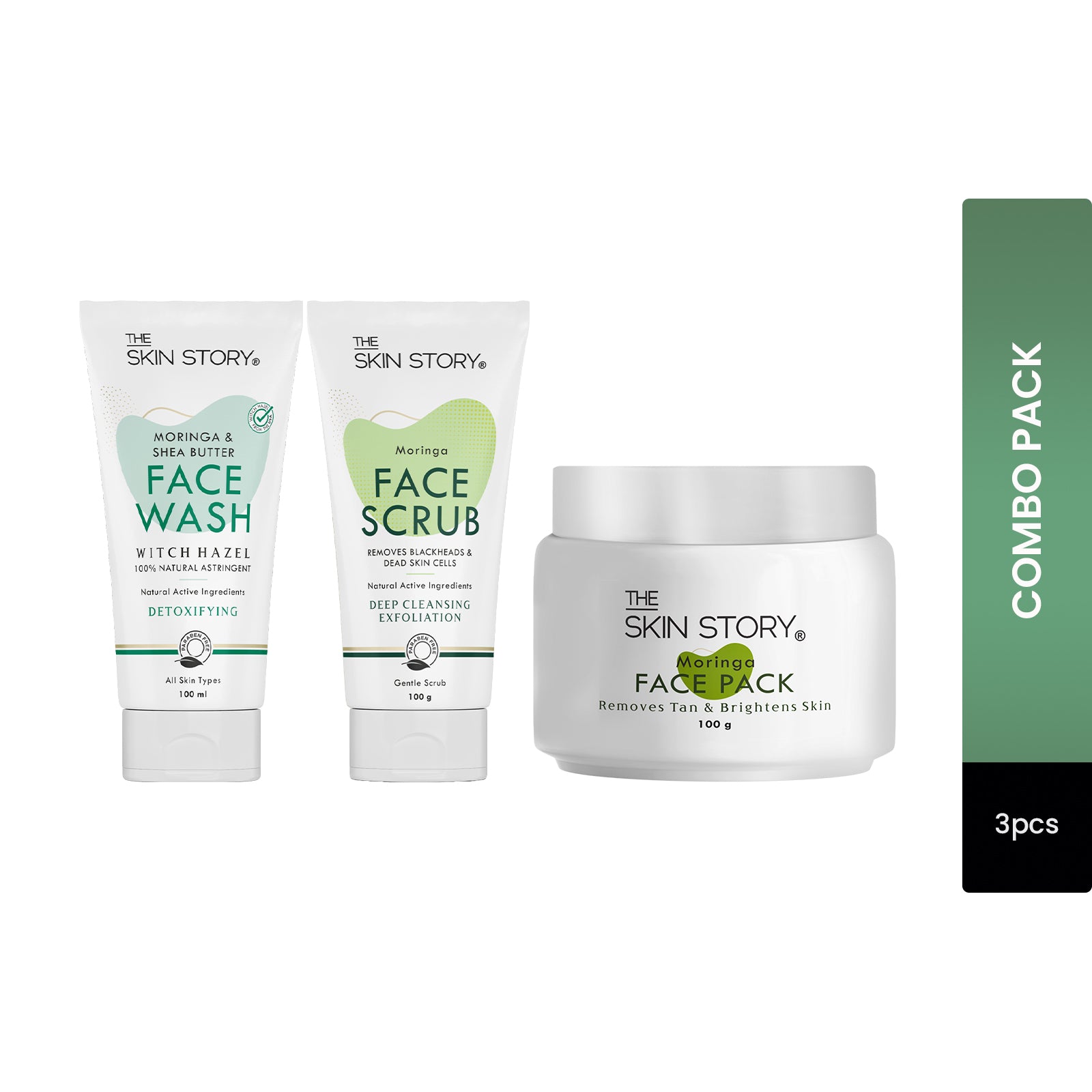 Face Care Kit for Dull Skin (Face Wash + Face Scrub + Face Pack) Deep Cleansing &amp; Moisturisation | Moringa Care