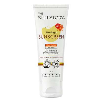 Moringa Sunscreen SPF 50 | UVA/UVB Protection &amp; Moisture Lock | Moringa Oil | 40g