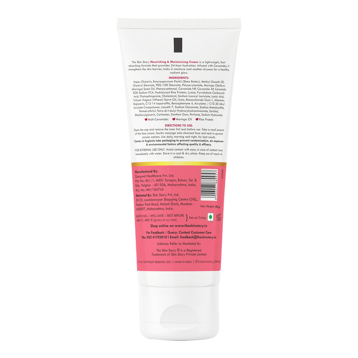 Nourishing &amp; Moisturising Cream with Ceramide | 24-Hour Hydration Barrier Repair| Ceramide, Moringa Oil, Wheat Germ Oil &amp; Protein| 50g