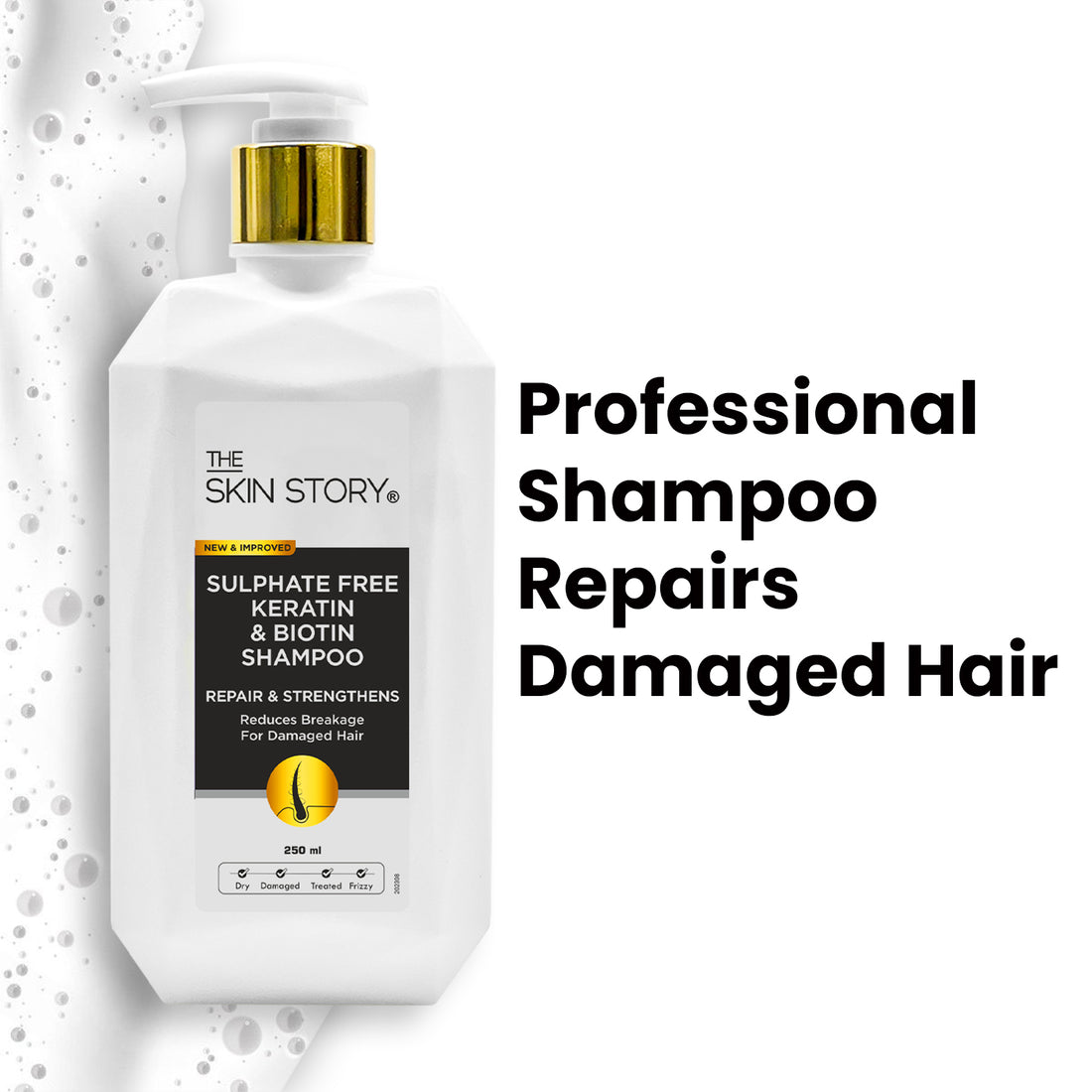 Sulphate Free Keratin & Biotin Shampoo Repairs Damaged Hair 250ml