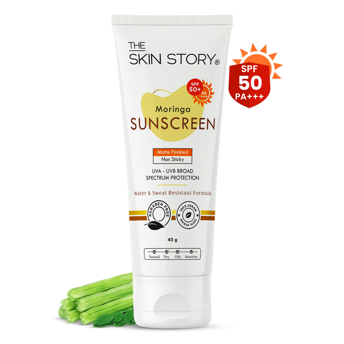 Moringa Sunscreen SPF 50 | UVA/UVB Protection & Moisture Lock | Moringa Oil | 40g
