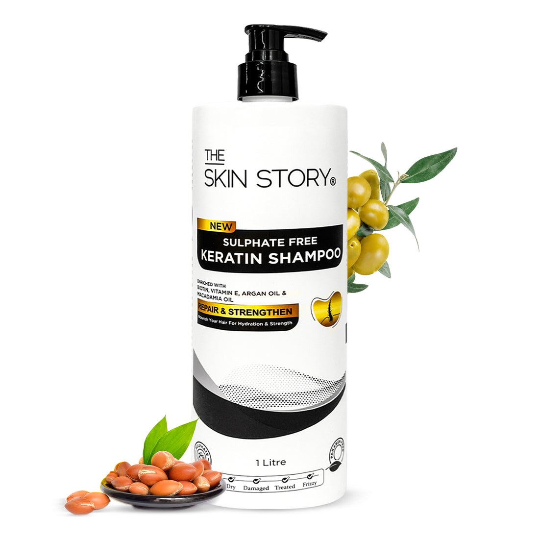 Sulphate Free Keratin &amp; Biotin Shampoo Repairs Damaged Hair 1 Litre