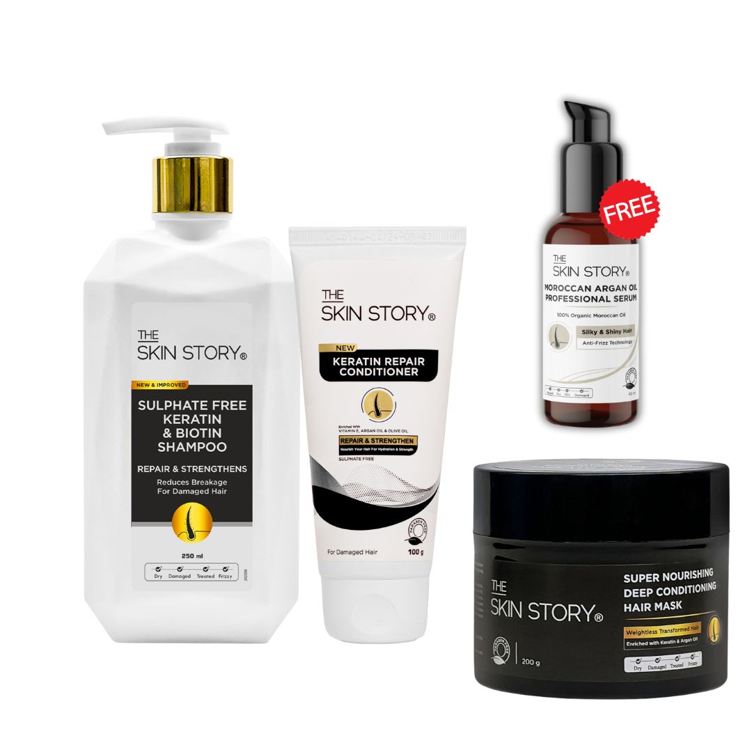 Sulphate Free Keratin Shampoo, 250ml + Sulphate Free Conditioner 100g + Hair Mask, 200g