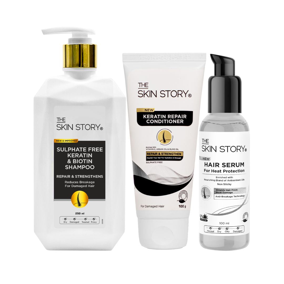 Sulphate Free Keratin Shampoo, Conditioner &amp; Heat Protection Hair Serum