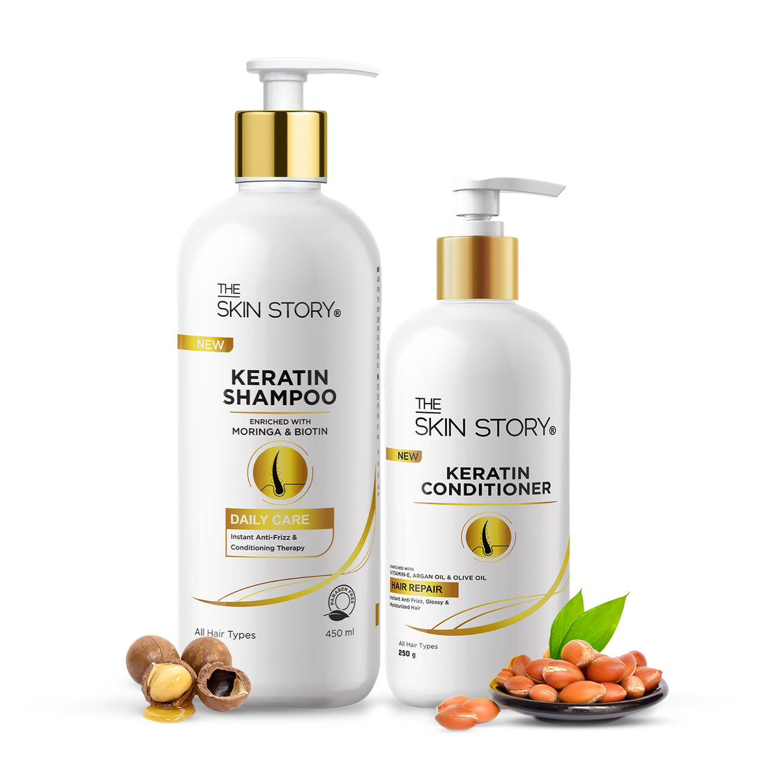 Shampoo Conditioner Keratin Hair Care Duo Anti Frizz Rescue 450ml and 250gm