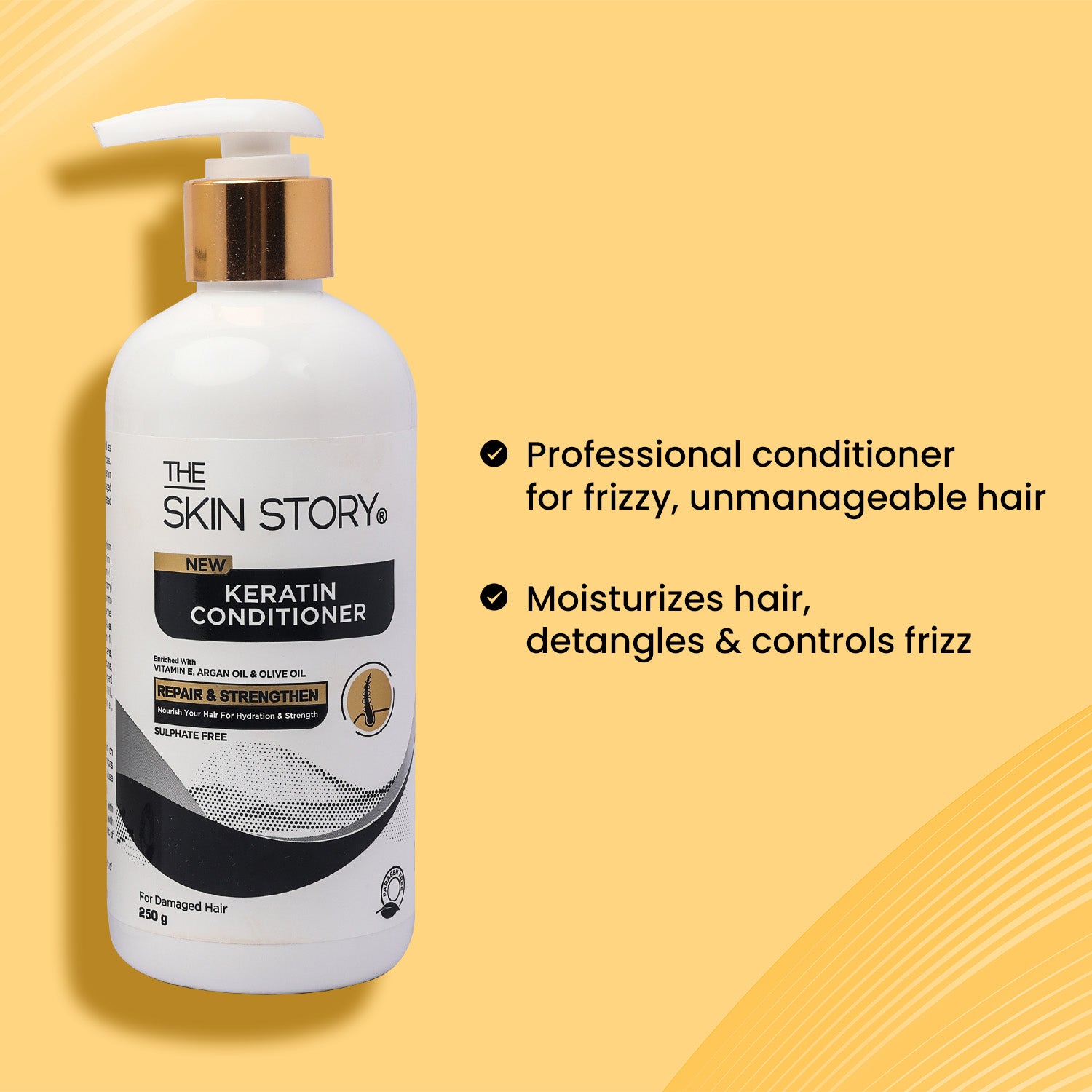 Keratin Smooth Conditioner | Sulphate Free | Soft &amp; Silky Hair | For Dry Hair | Split End &amp; Damage Repair | 250g