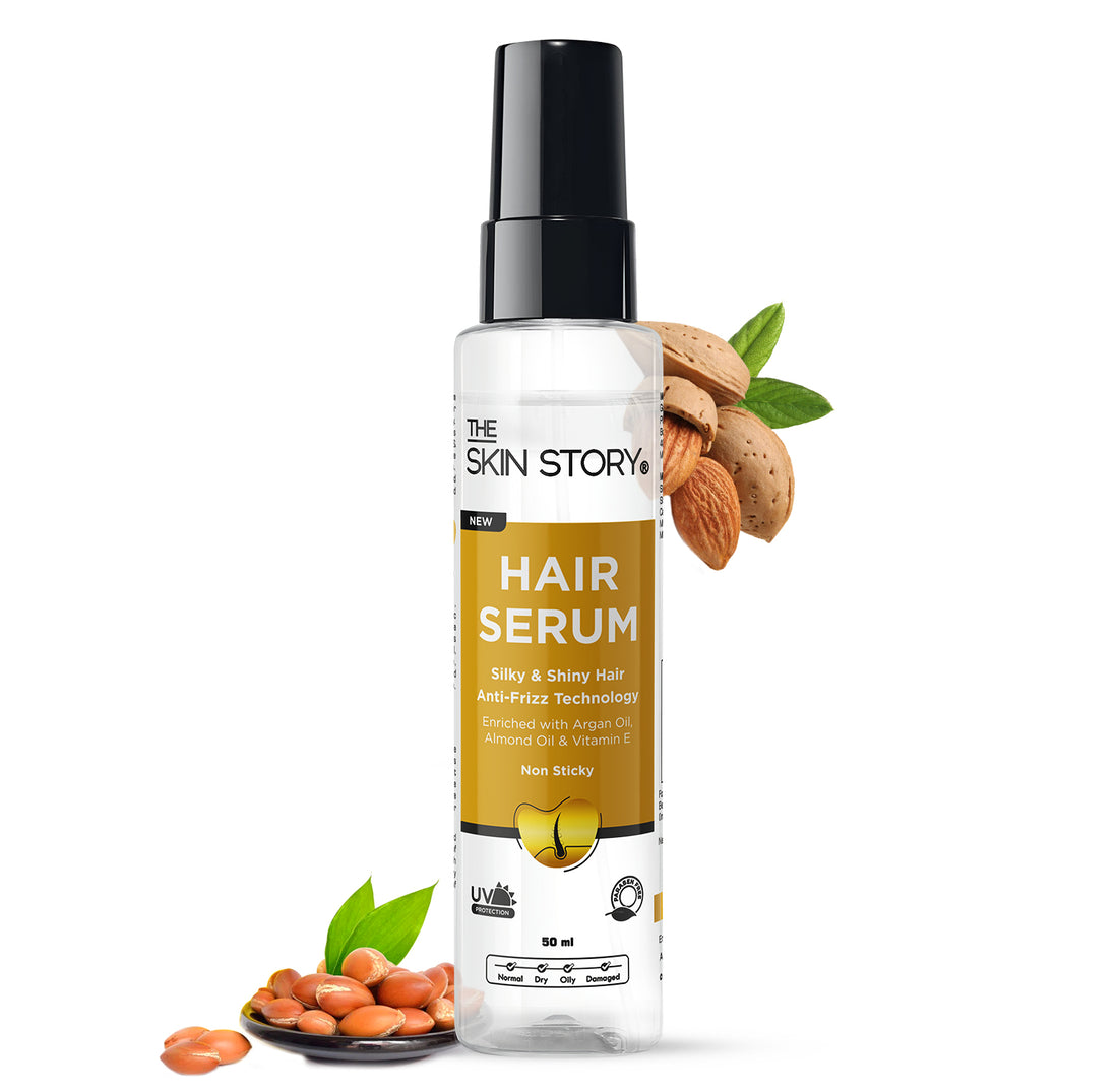 Anti-Frizz Hair Serum | Non-Sticky &amp; UV Protection | Argan Oil &amp; Almond Oil | 50ml