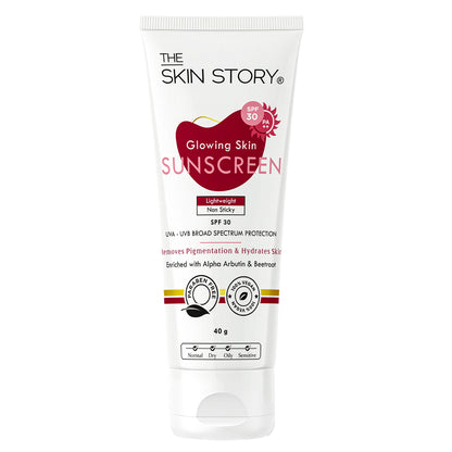 Glowing Skin Sunscreen SPF 30 PA++ | Brightens &amp; Protects | Beetroot &amp; Alpha Arbutin | 40g