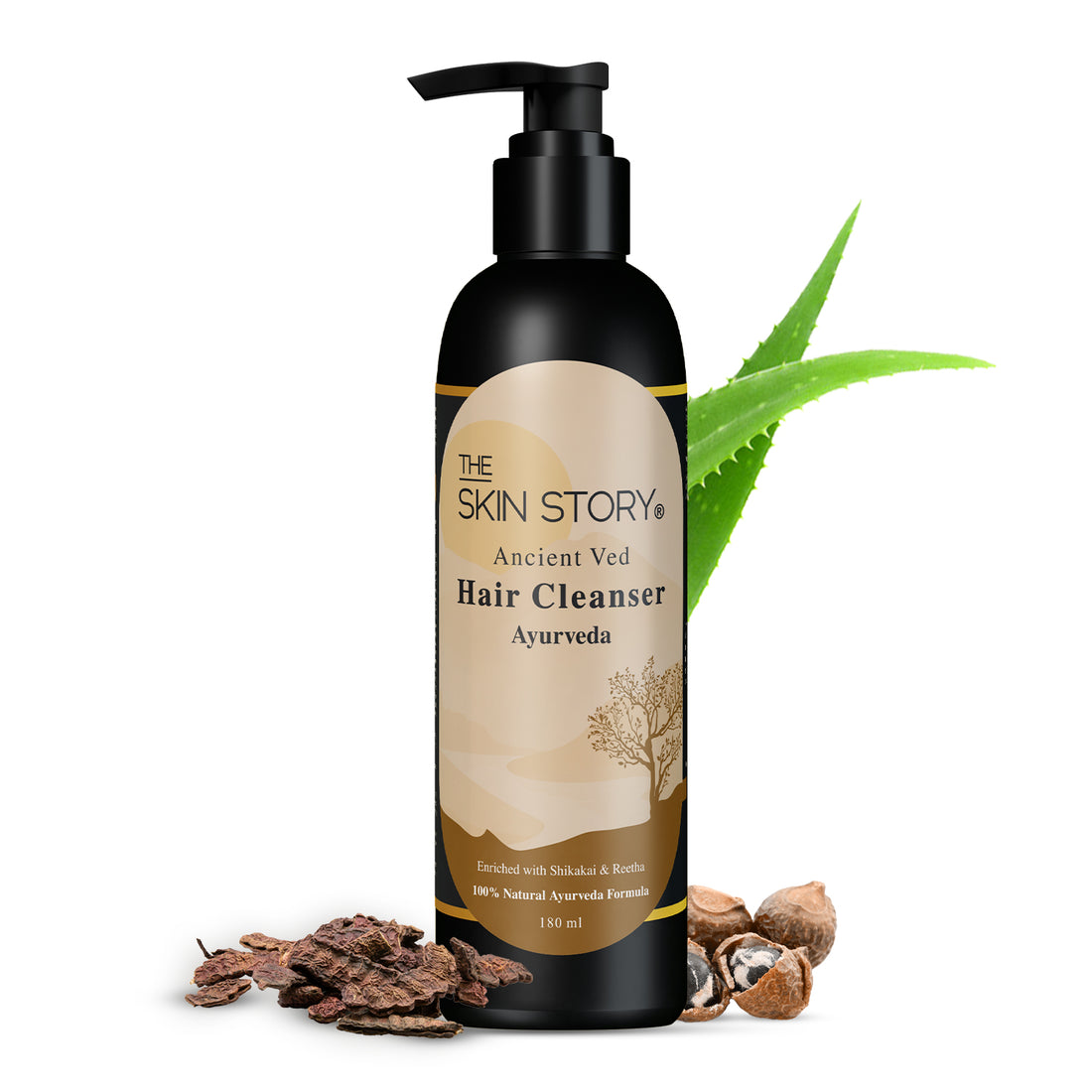 The Skin Story Ayurvedic Hair Shampoo | Amla, Brahmi &amp; Bhringraj | 100% All Natural, 180 ml