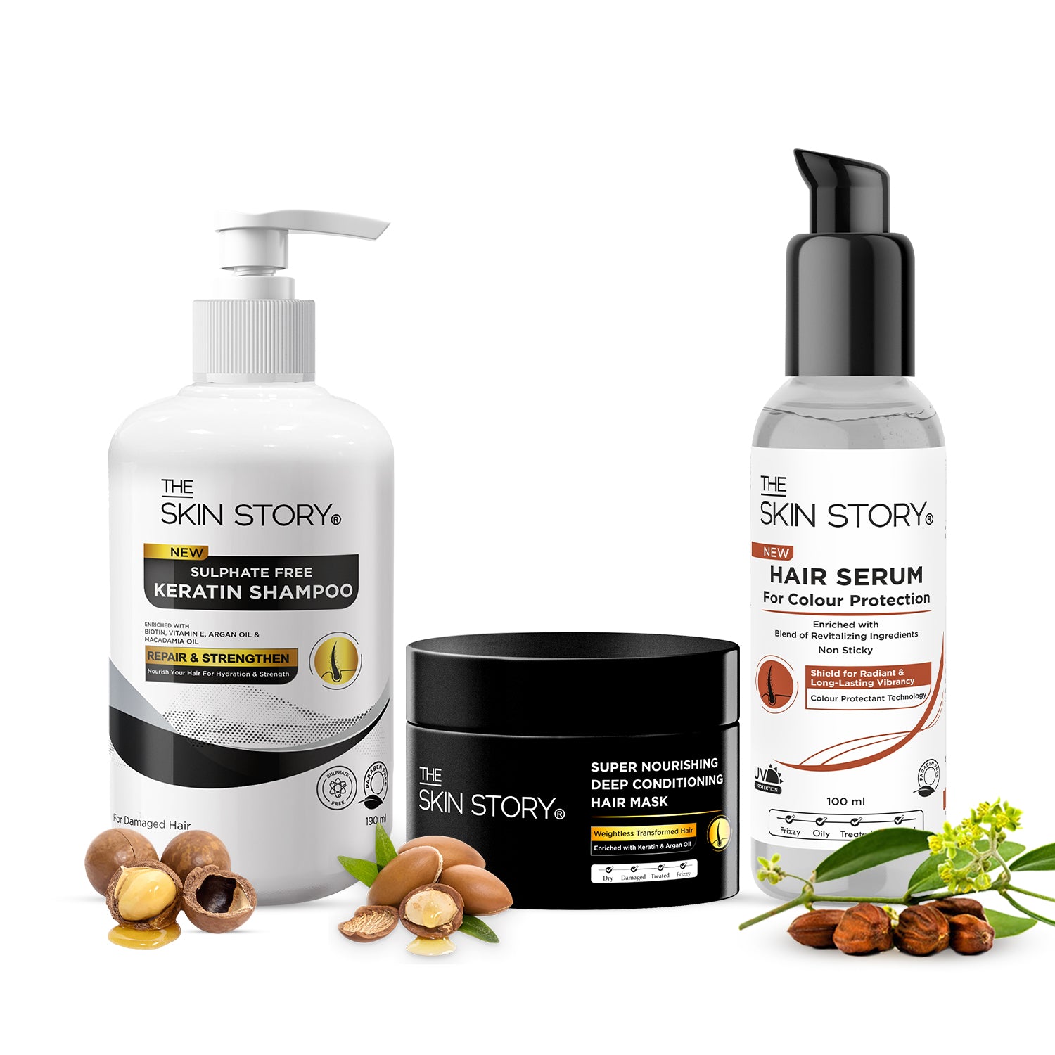 THe Skin Story Damage Repair Ser (CTP) (The Skin Story Sulphate Free Shampoo, 190ml The Skin Story Hair Mask, 200g The Skin Story Color Protection Serum, 100ml)
