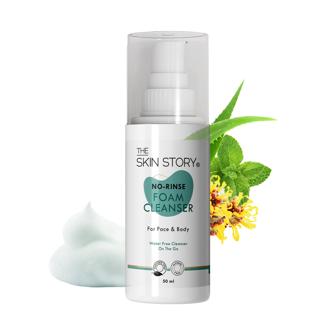 Foam Cleanser | Waterless Cleansing | No Rinse | Prebiotics-Prebiotics &amp; Aloe Vera | All Skin Types | 50ml