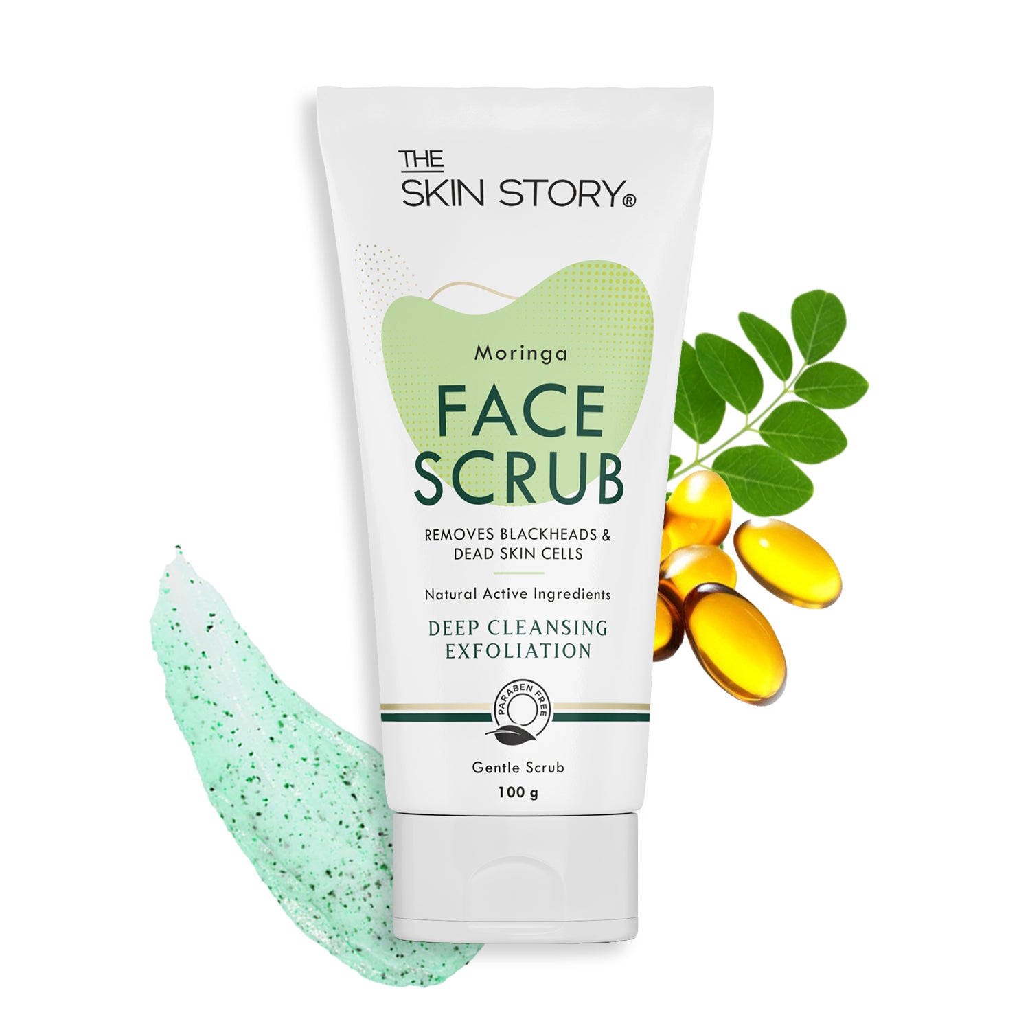 Exfoliating Face Scrub for Blackheads & Whiteheads | Sensitive & Normal Skin |  Gentle Scrub | Moringa | 100g