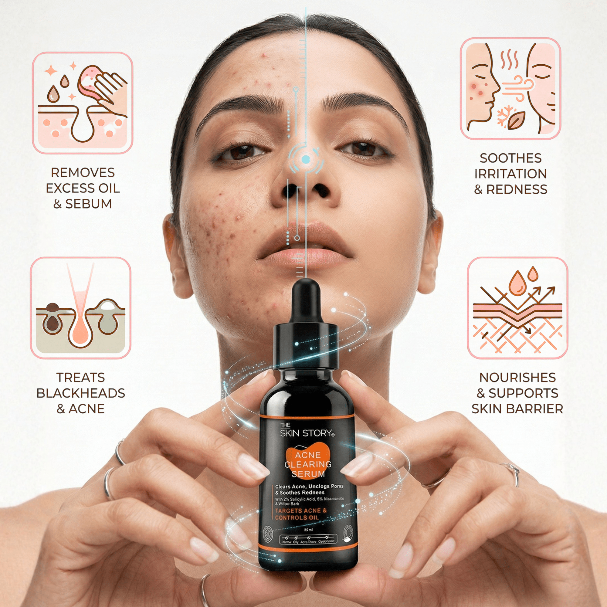 2 Step Acne Clear Regime with Facewash &amp; Serum - The Skin Story - Facewash