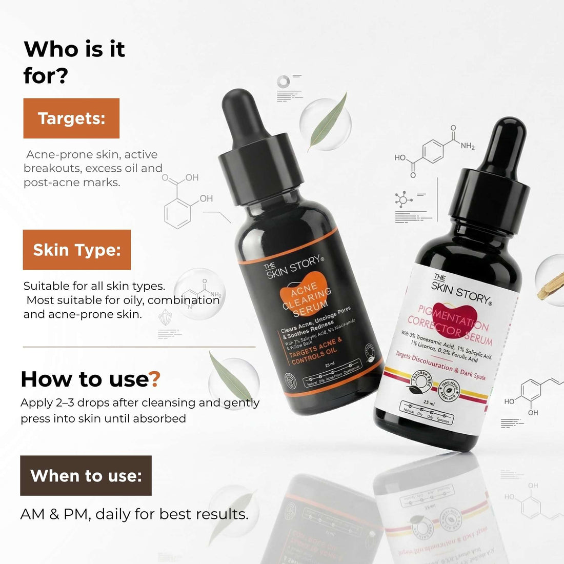 2 Step Active Acne + Marks Regime with Serums - The Skin Story - 