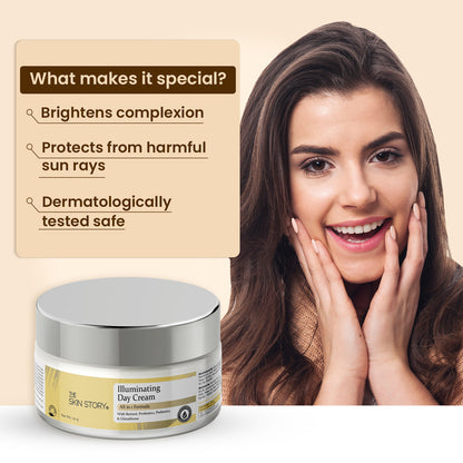 Illuminating Day Cream | For Even Skin Tone &amp; Glow | For Normal &amp; Sensitive Skin |  With SPF 15 | Glutathione &amp; Retinol | 50g