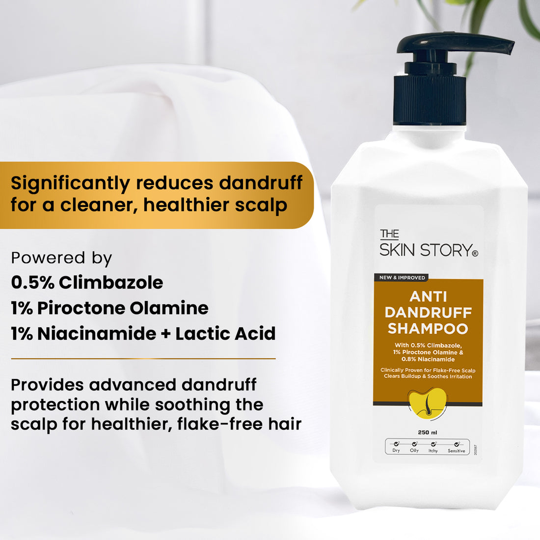 Anti Dandruff Shampoo Flake-Free with 0.5% Climbazole &amp; 1% Niacinamide 250ml