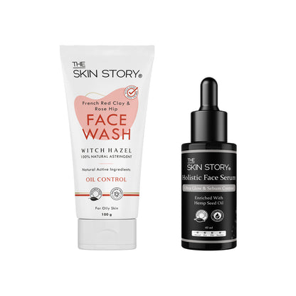 The Skin Story French Red Clay &amp; Rose Hip Facewash, 100g + The Skin Story Holistic Face Serum, 40ml