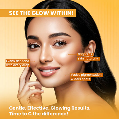 10% Vitamin C Face Serum | Brightens, Evens Skin Tone &amp; Reduces Dark Spots | Stable Glow Formula | 30ml