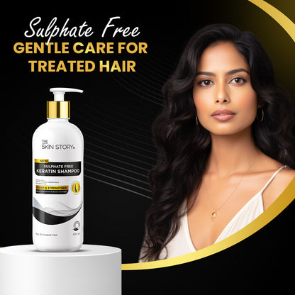 Sulphate Free Keratin &amp; Biotin Shampoo | Soft &amp; Frizz Free Hair | Split End &amp; Damage Repair | For Dry Hair | 450ml