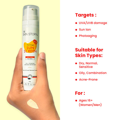 Moringa Sunscreen | SPF 50 | Broad Spectrum | UVA &amp; UVB Protection | 40g