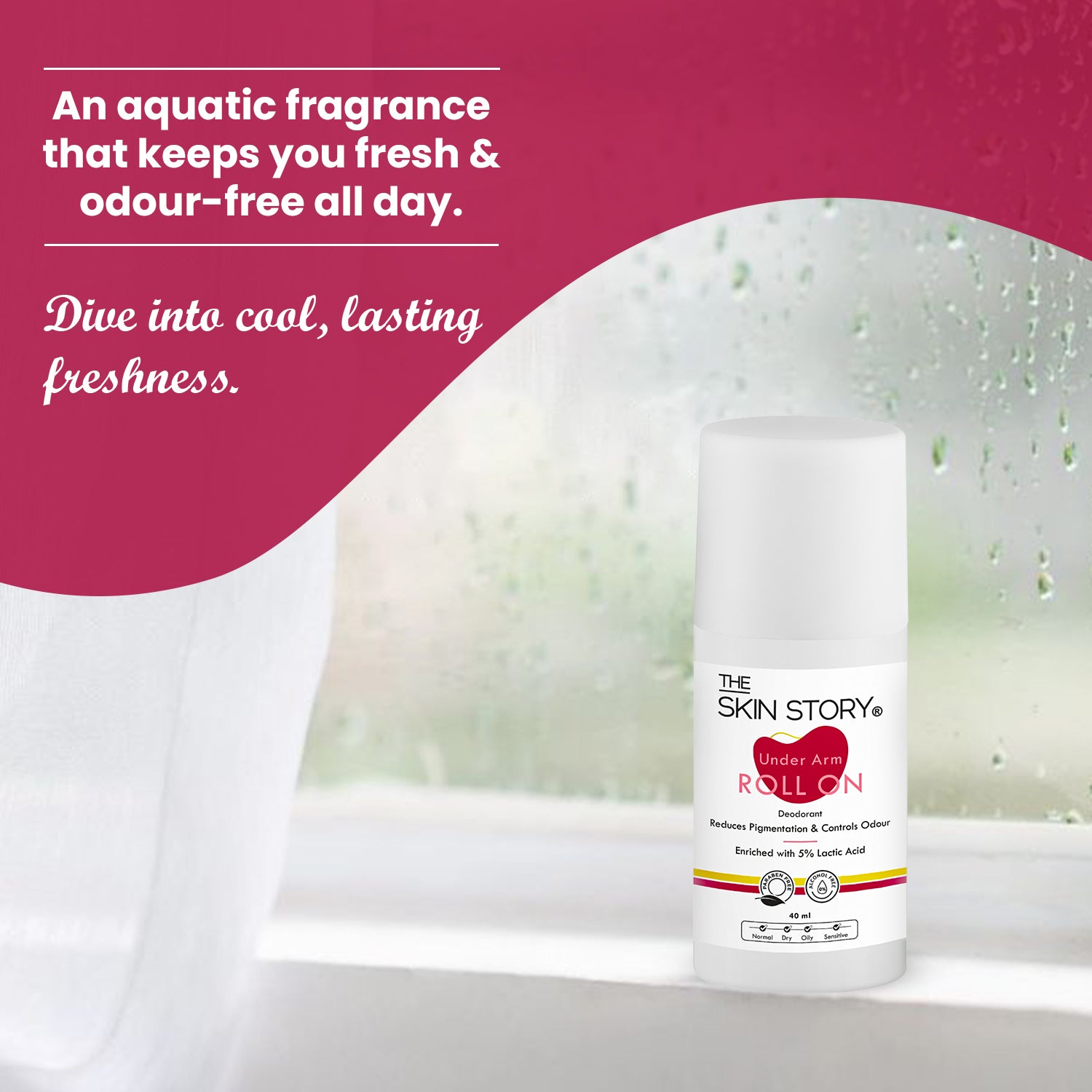 Under Arm Roll On Lactic Acid 5% Odour Control &amp; Reduces Underarm Pigmentation 20 ml