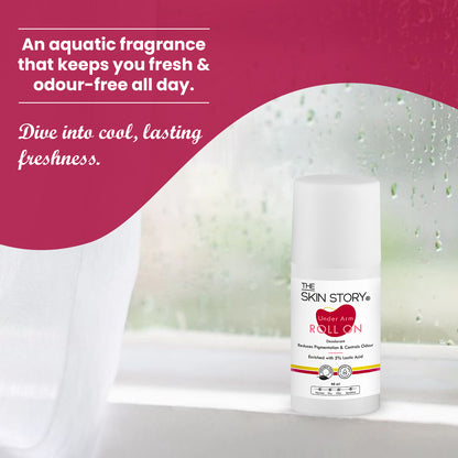 Under Arm Roll On Lactic Acid 5% Odour Control &amp; Reduces Underarm Pigmentation 20 ml