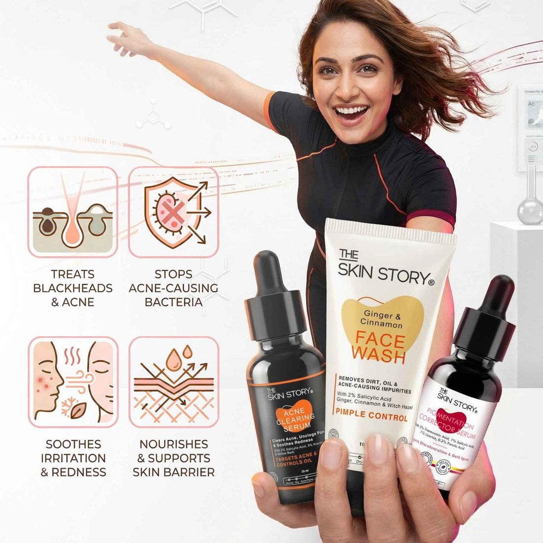 3 Steps PCOD Acne Regime with Facewash &amp; Serums - The Skin Story - 