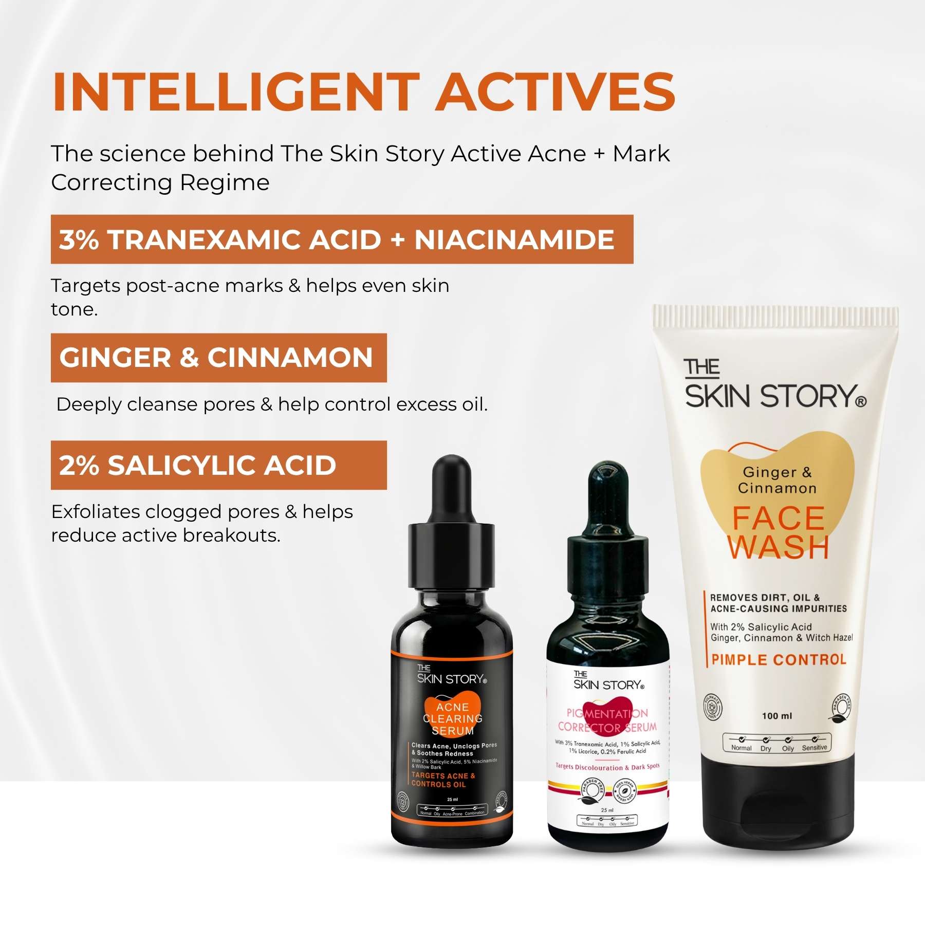 3 Steps PCOD Acne Regime with Facewash &amp; Serums - The Skin Story - 