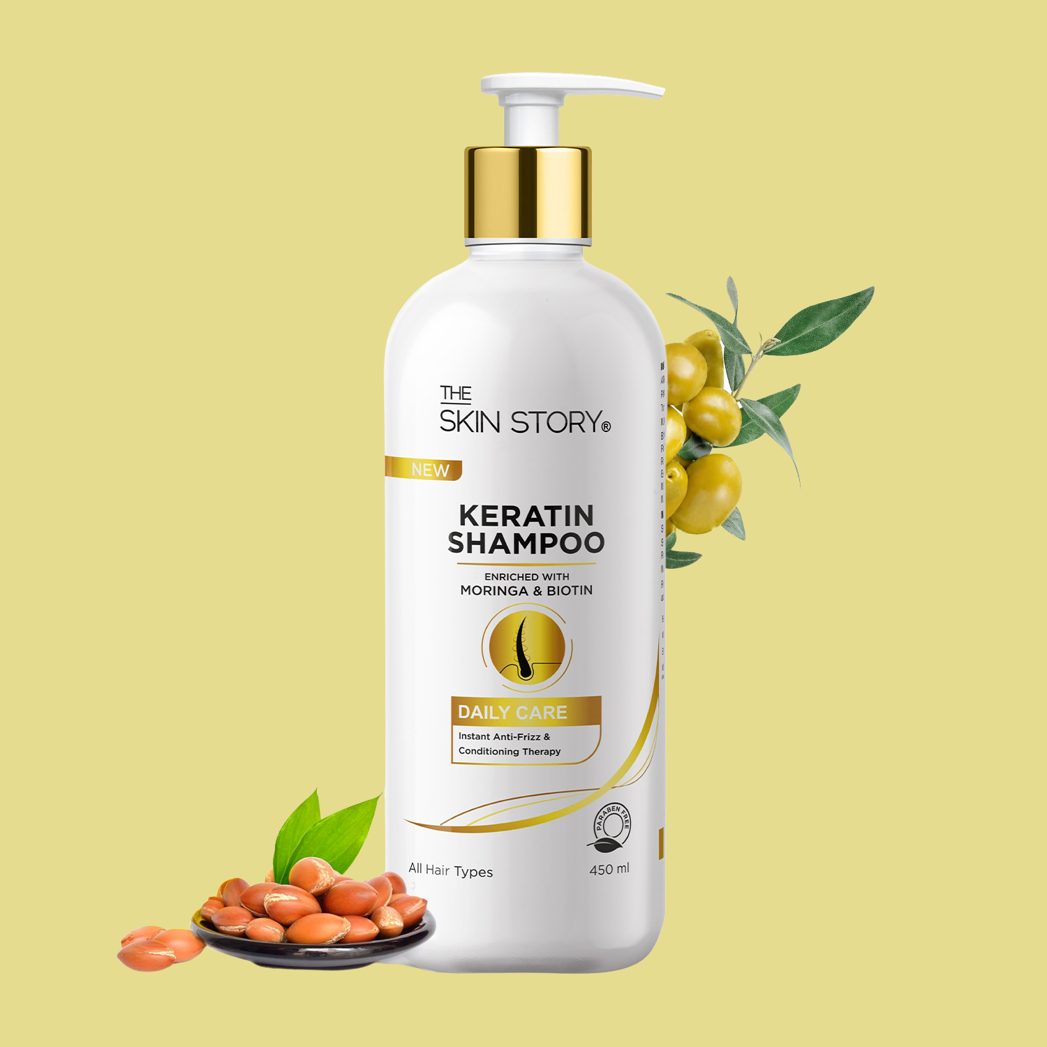 Keratin &amp; Biotin Shampoo | Soft &amp; Frizz Free Hair | Daily Care &amp; Anti-Hairfall | All Hair Types | 450ml