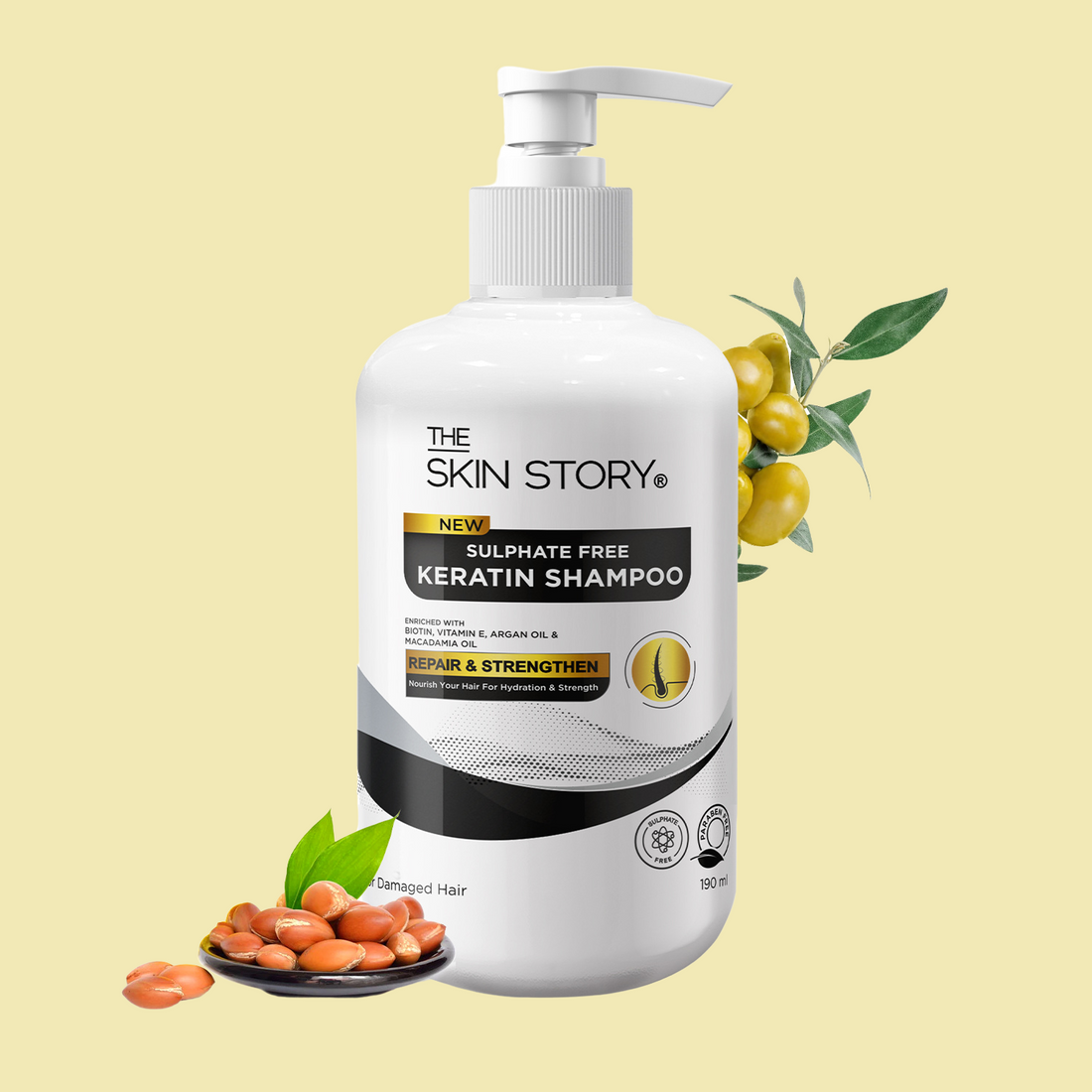 Sulphate Free Keratin Shampoo | Soft &amp; Frizz Free Hair | Split End &amp; Damage Repair | For Dry Hair | 190ml