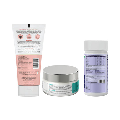 Oily Skin BFF | Ultra Restoring Gel Moisturizer | French Red Clay Facewash | Daily Beauty Multivitamins