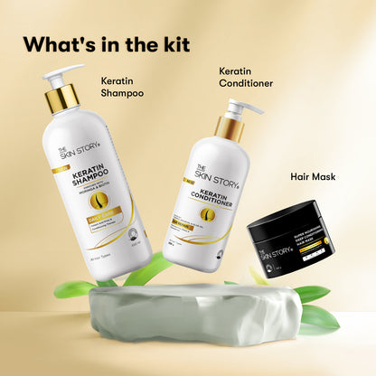 The Skin Story Renew &amp; Repair Set (WRM) (The Skin Story Keratin Shampoo, 450ml The Skin Story Keratin Conditioner, 250g The Skin Story Hair Mask, 200g)