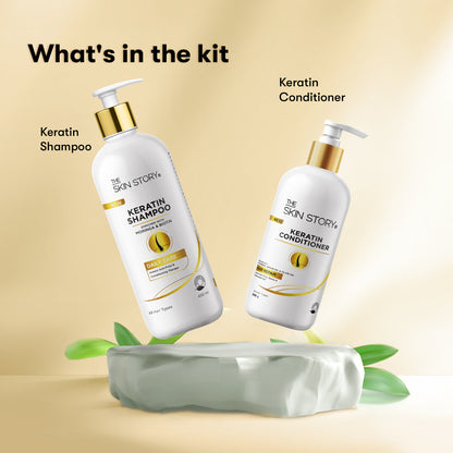 Keratin Hair Care Duo (Shampoo + Conditioner) | For Dry &amp; Damaged Hair | Paraben Free | Anti Frizz Shampoo Conditioner