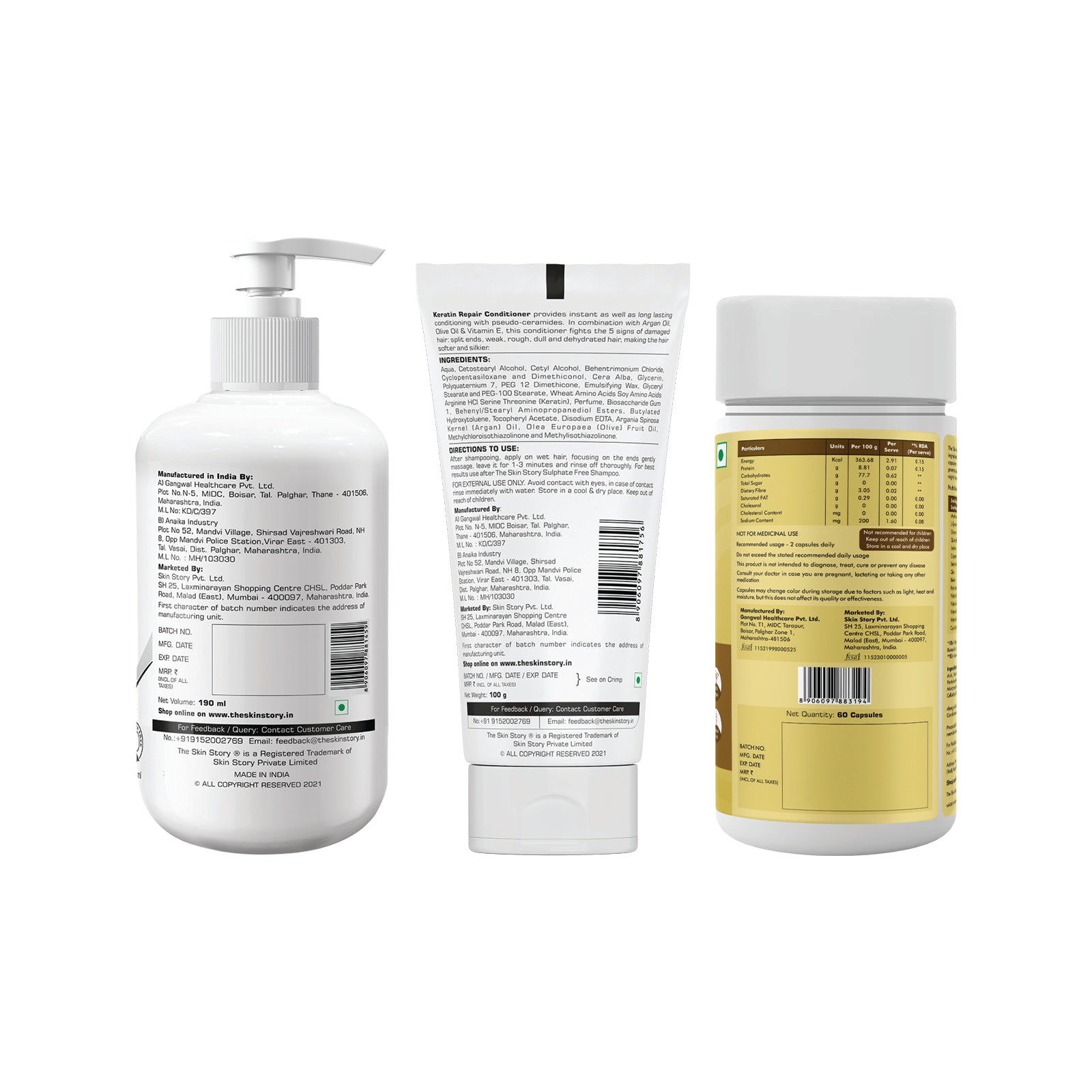 Damage Repair Hair Combo | Gorgeous Hair Multivitamins for hair, Sulfate Free Shampoo and Conditioner for Damaged and Chemically Treated Hair
