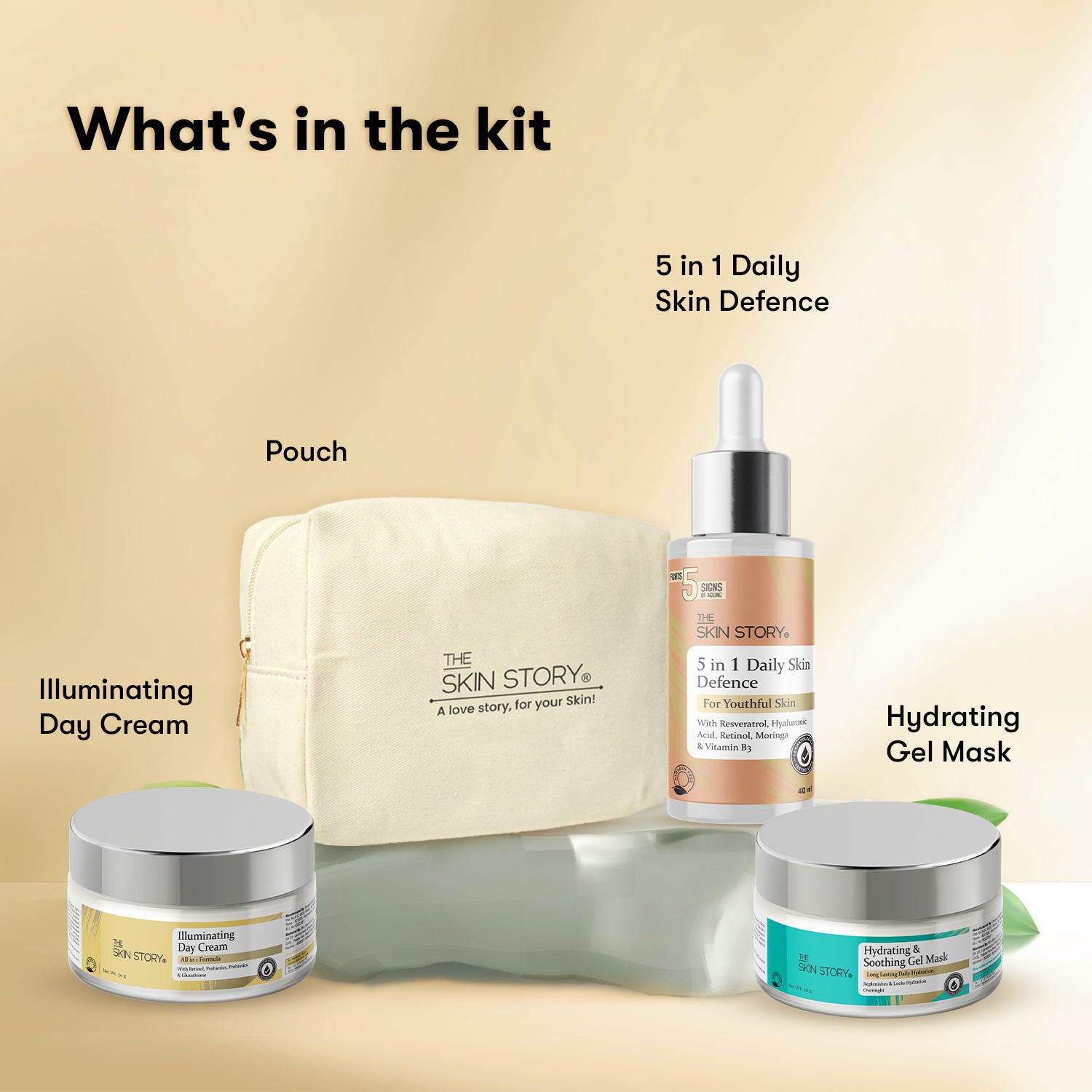 Complete Anti Ageing Kit | With Retinol, Glutathione &amp; Hyaluronic Acid | Prevents Wrinkles &amp; Fine Lines | Free Pouch