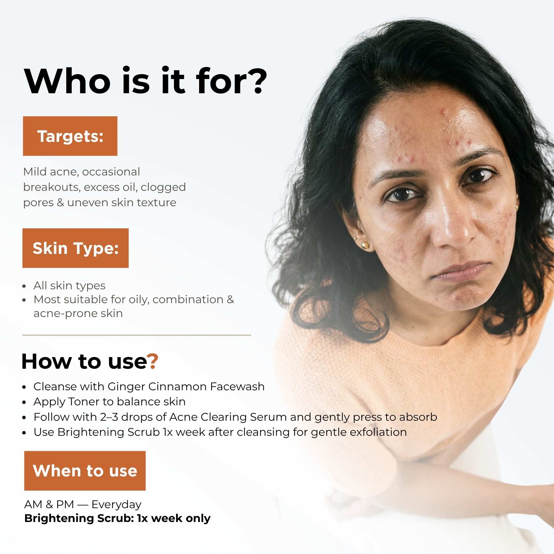 4 Steps Mild Acne Clearing Regime Facewash, Toner, Scrub, Serum - The Skin Story - 