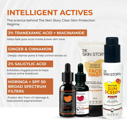 4 Steps PCOD Acne Regime with Facewash, Serums &amp; Sunscreen SPF50 - The Skin Story - 