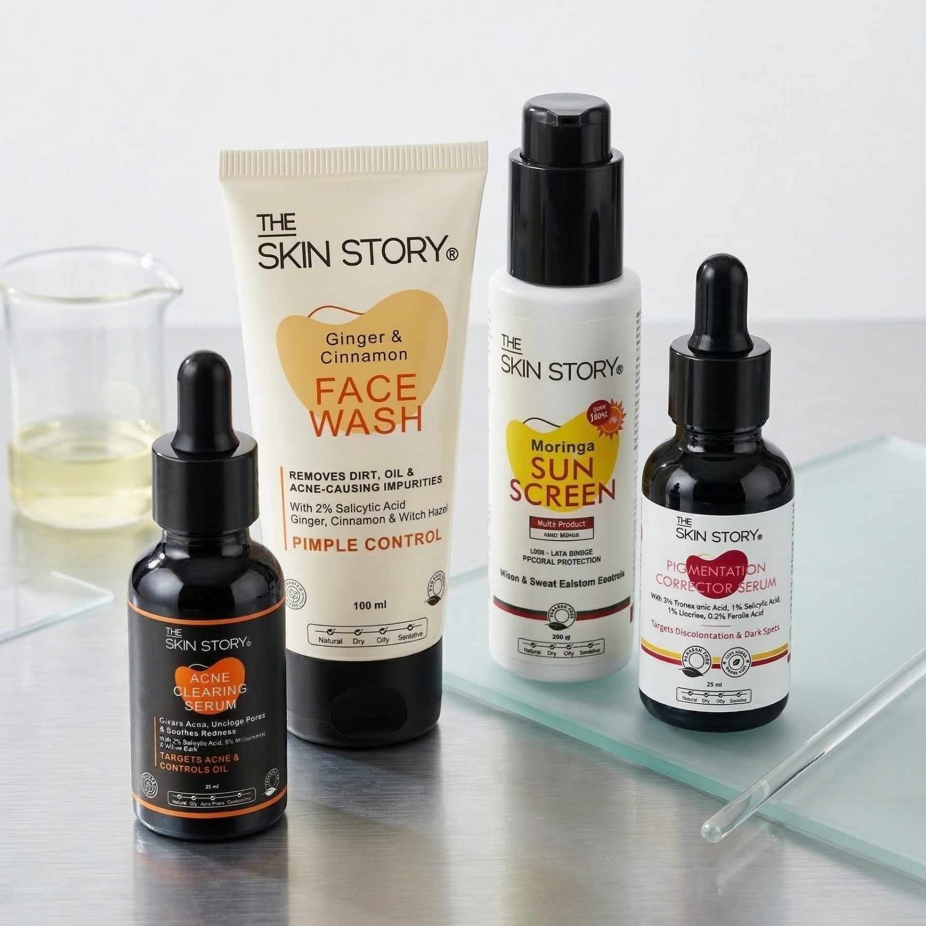 4 Steps PCOD Acne Regime with Facewash, Serums &amp; Sunscreen SPF50 - The Skin Story - 