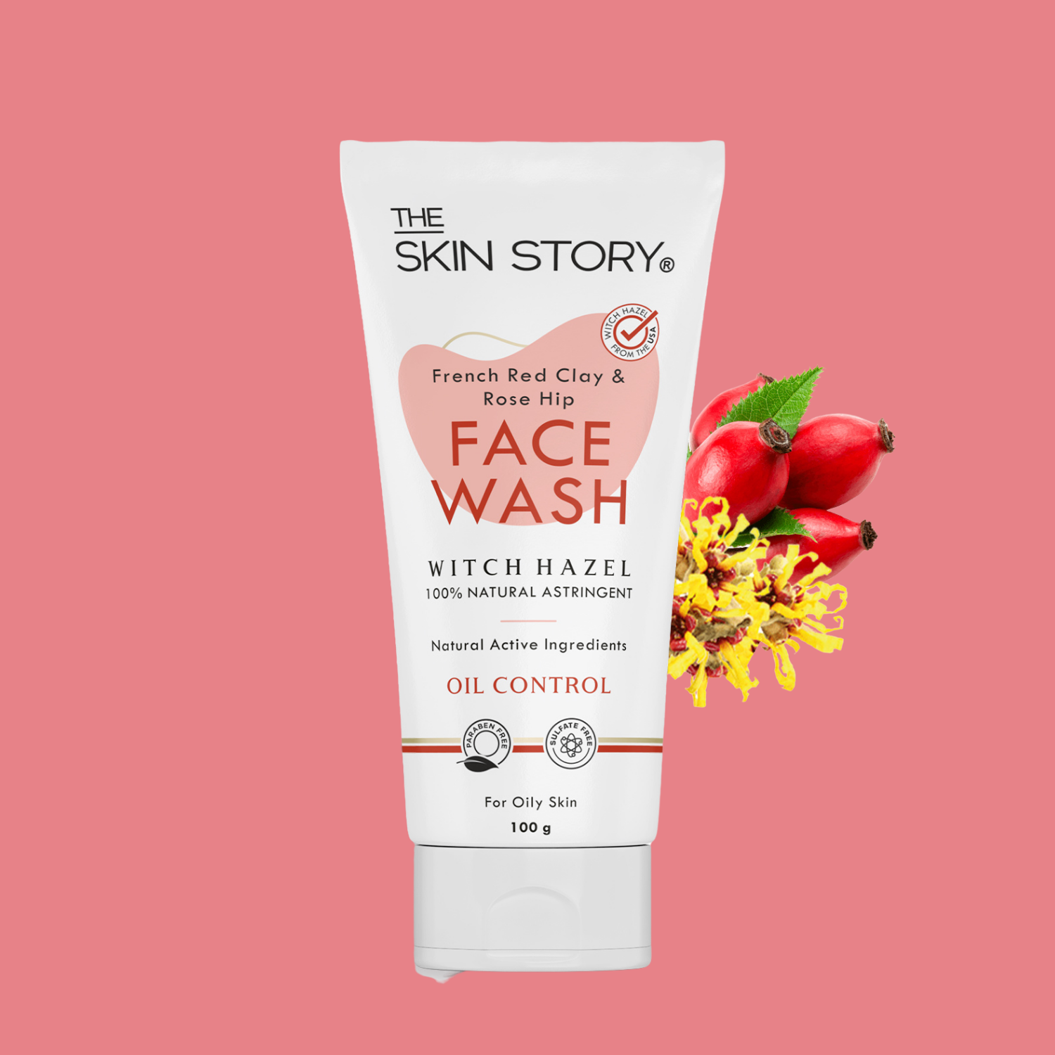 Oil Control Facewash | Sensitive & All Skin Types | French Red Clay & Rosehip | 100g