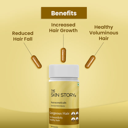 The Skin Story Gorgeous Hair | Multivitamin with Biotin | Strong and Long Hair | 60 capsules