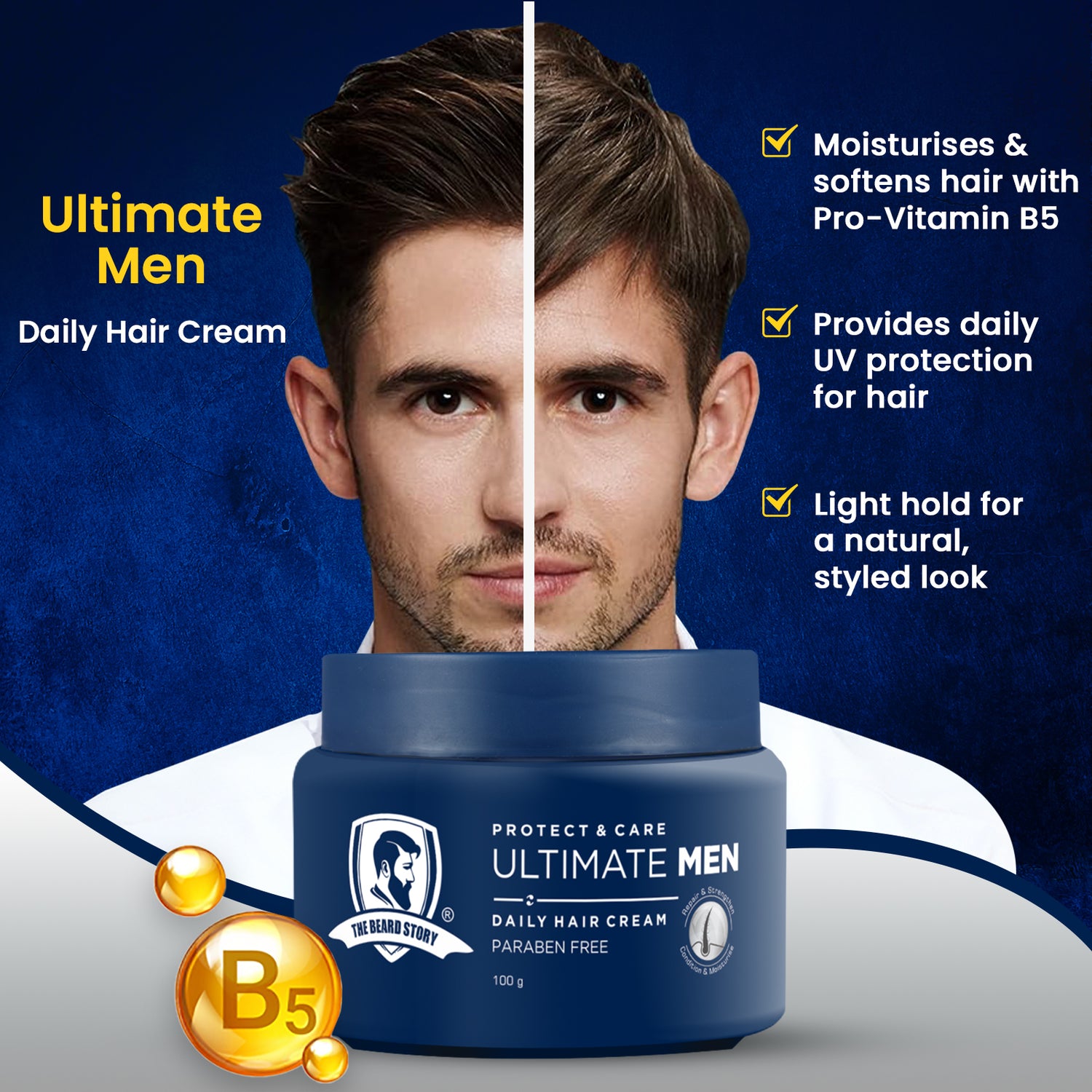 Mens Hair Cream UV Protect 100g