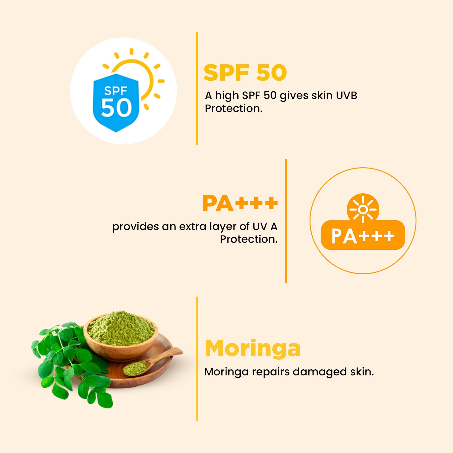 Moringa Sunscreen | SPF 50 | Broad Spectrum | UVA &amp; UVB Protection | 40g