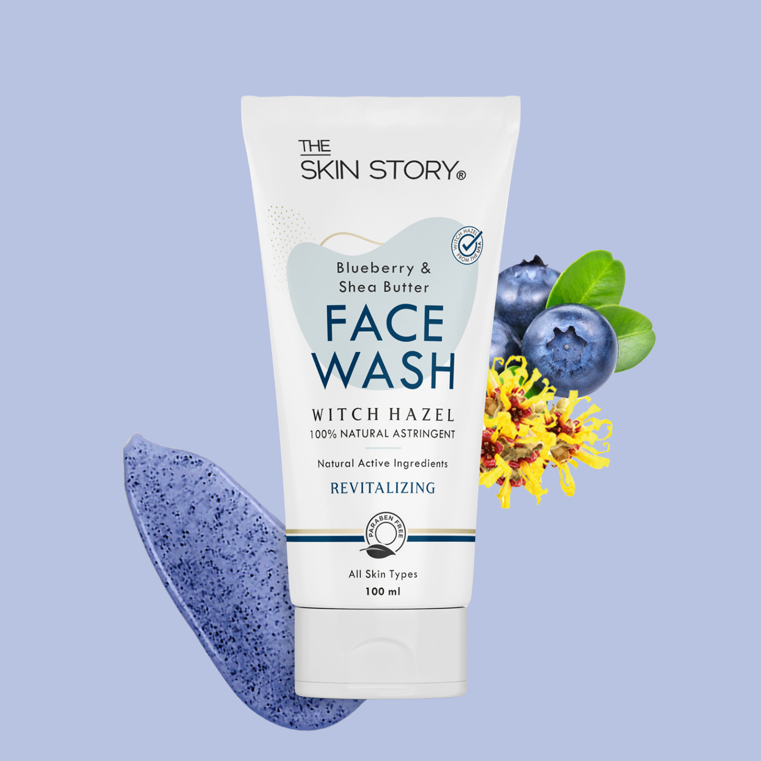 Deep Cleansing Facewash | Non-Drying &amp; Moisturizing | All Skin Types |  Witch Hazel, Blueberry, Shea Butter | 100ml