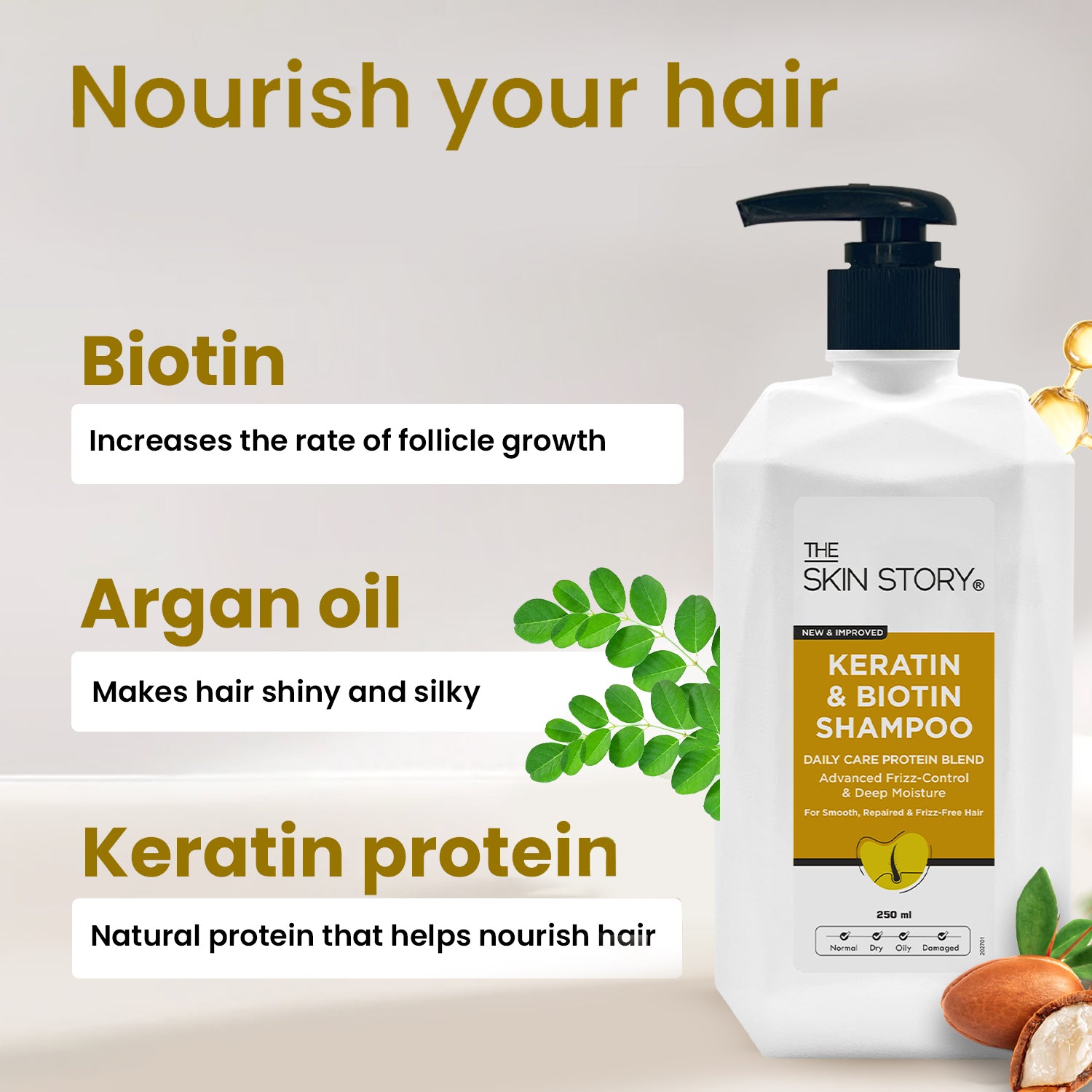 Keratin &amp; Biotin Shampoo, 250ml