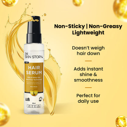 Anti-Frizz Hair Serum | Non-Sticky &amp; UV Protection | Argan Oil &amp; Almond Oil | 50ml