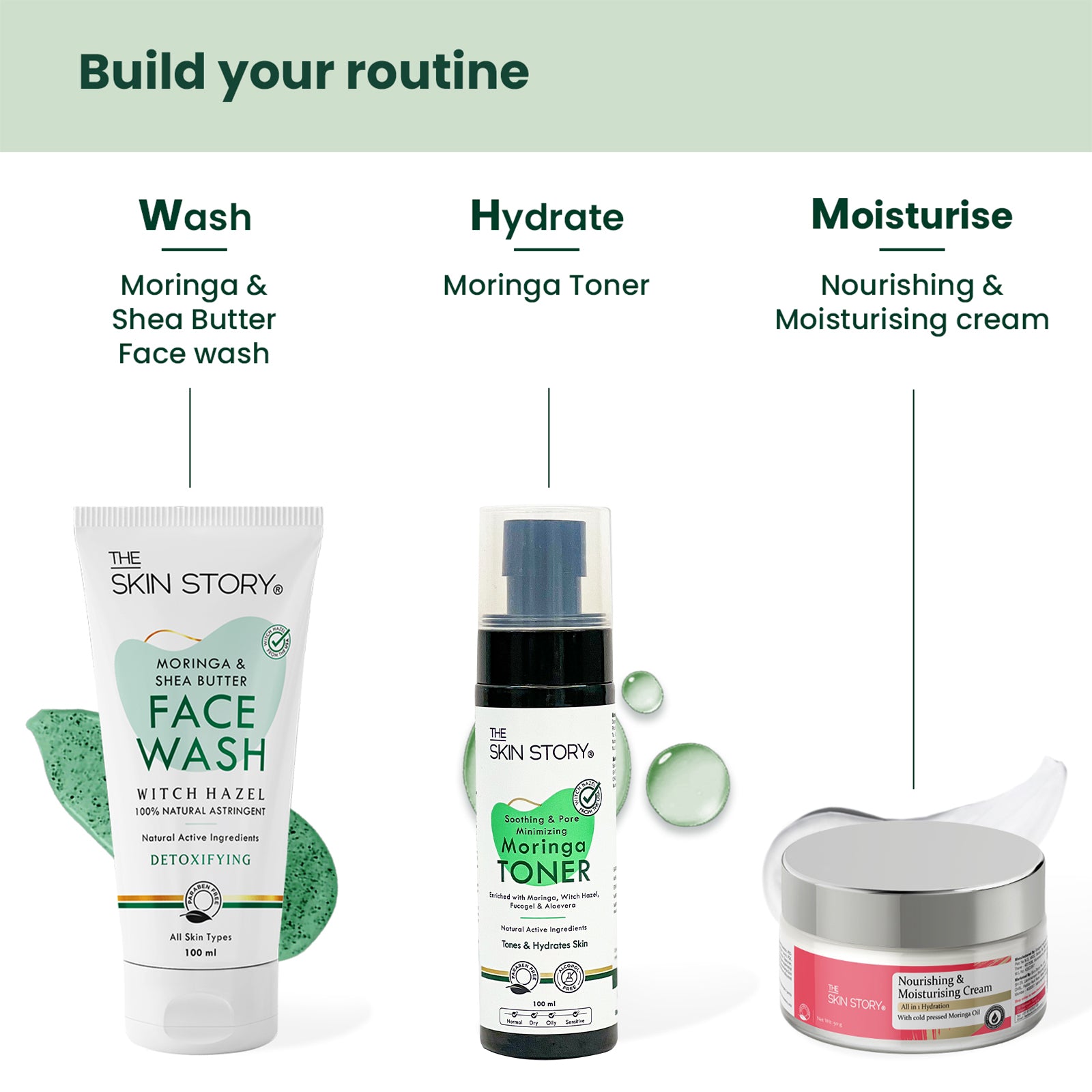 Face Toner Soothing &amp; Pore Minimising Hydrates Skin Moringa Witch Hazel 100ml