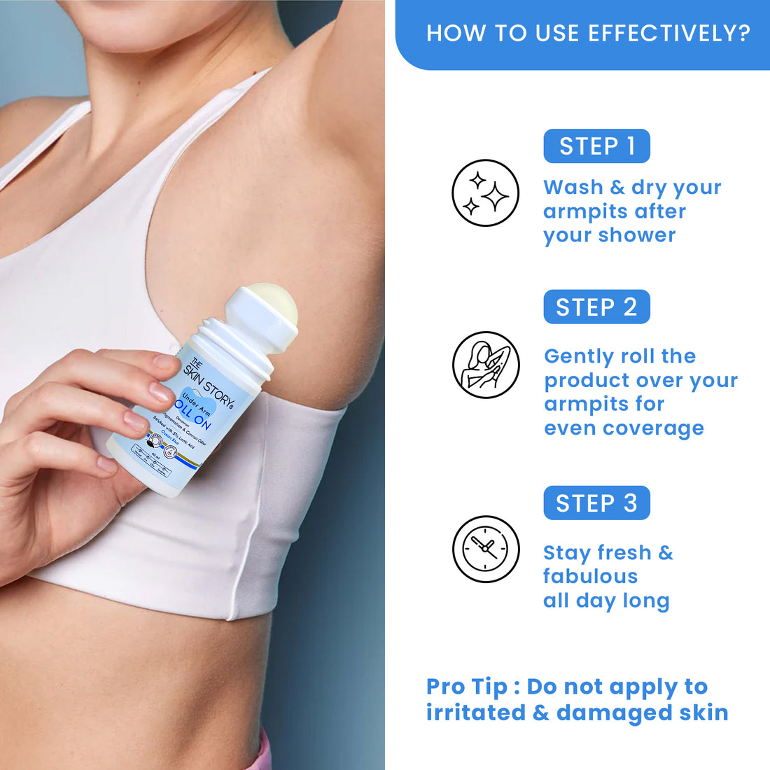 Under Arm Roll On Lactic Acid 5% Odour Control & Reduces Underarm Pigmentation 20 ml